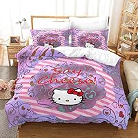 Set Copripiumino Hello Kitty 3 Pezzi Microfibra - 140x210 Cm + Federa 80x80 Cm, Stampa 3D - Foto 8