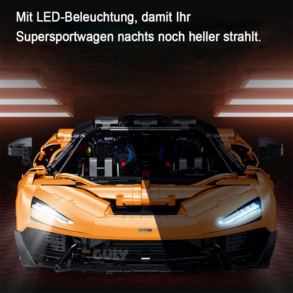 DOYAY Technik Auto für Mclaren W1 Orange Sportwagen, Technik Rennwagen Modell Bausatz, 3400+ Teile MOC Auto Modell, für Mclaren W1 Orange Rennauto (Originalverpackung)