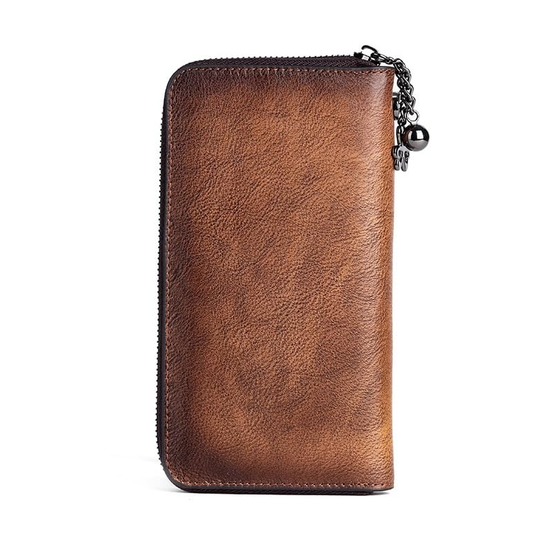 Women's Wallet Cowhide Medium Long Ladies Clutch Bag Embossed Wallet (D,19.5 * 10 * 2.5cm)4