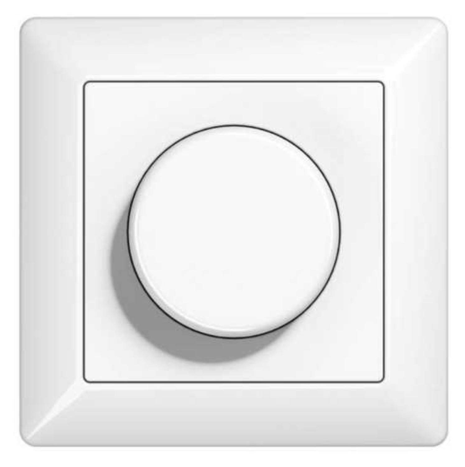 EBROM/JUNG Komplettset LED Drehdimmer 1001 Mit Jung Rahmen AS581WW Und Dimmerscheibe A1540WW Alpinweiß - UP Unterputz Dimmer - Phasenabschnitt, 5-150 Watt, Dimmbare Halogen 15-400 W/VA