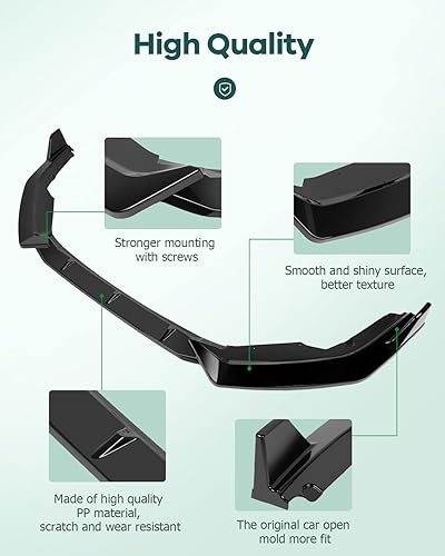 Miniatura 5 de SCITOO Borde de parachoques delantero negro brillante para 2020-2021 para Nissan Sentra PP alerón de labio delantero