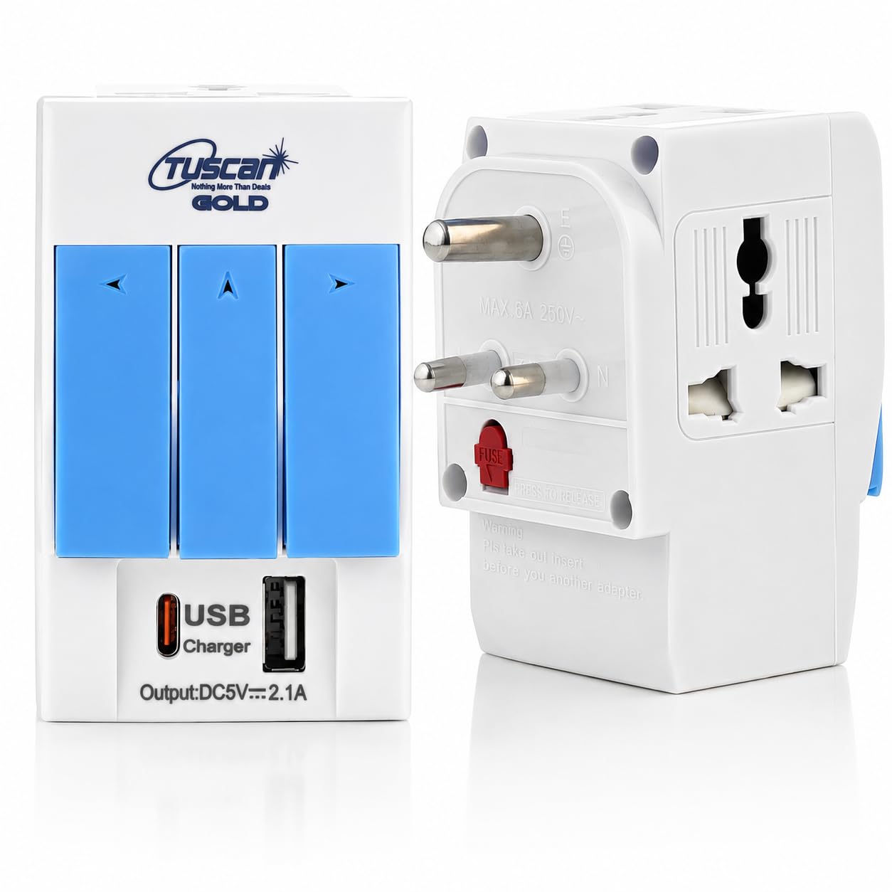 3 Pin Multi Plug | Universal Multiplug with Type A & Type C USB Charging Ports | Universal Travel Adapter with Individual Switches, LED Indicator & Built-in Fuse | 3-Way Extension Socket | Pack of 2-picture-21