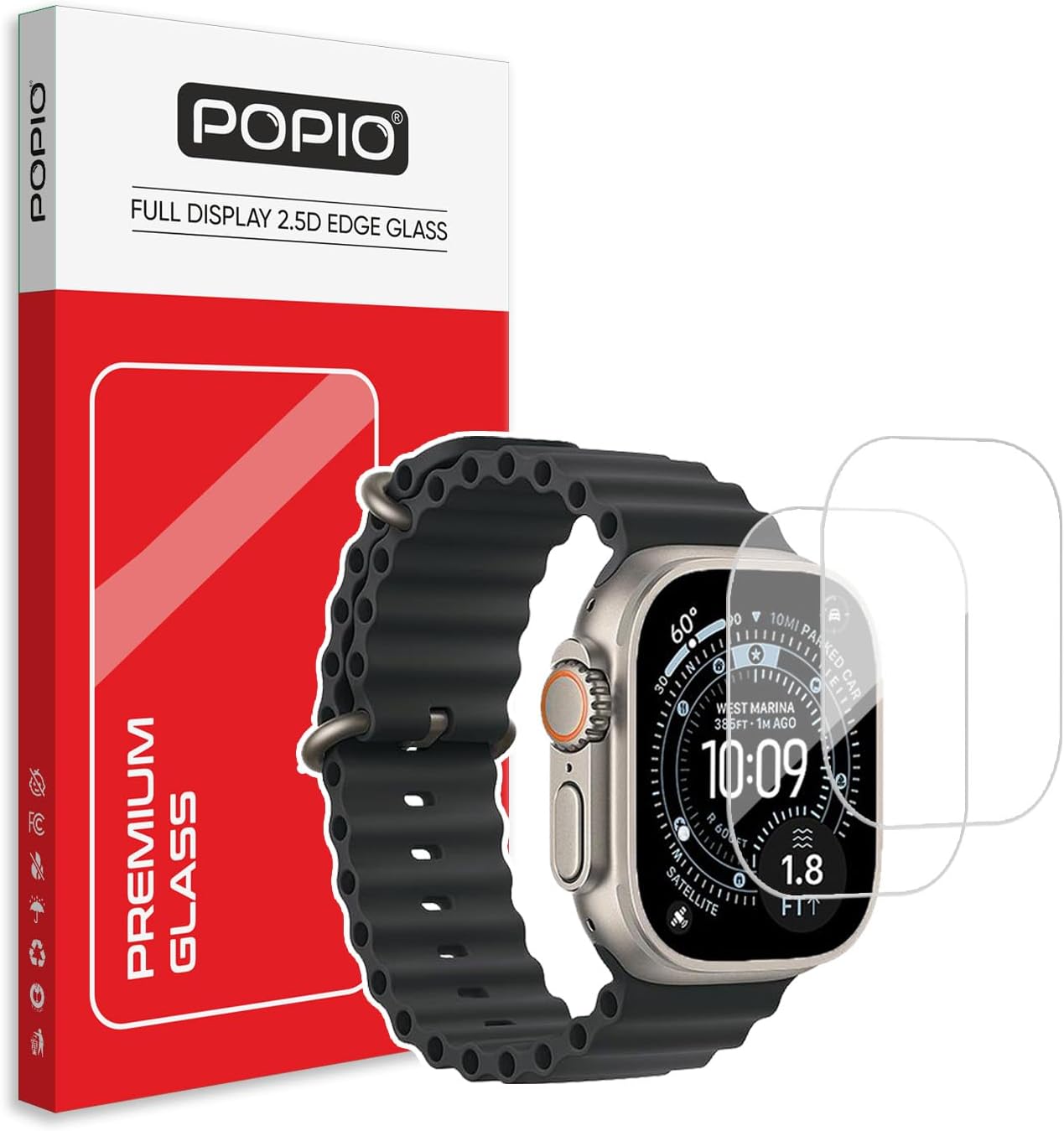 Military-Grade Gorilla Tempered Glass for Apple Watch Ultra 3/2/1 (Pack of 2)