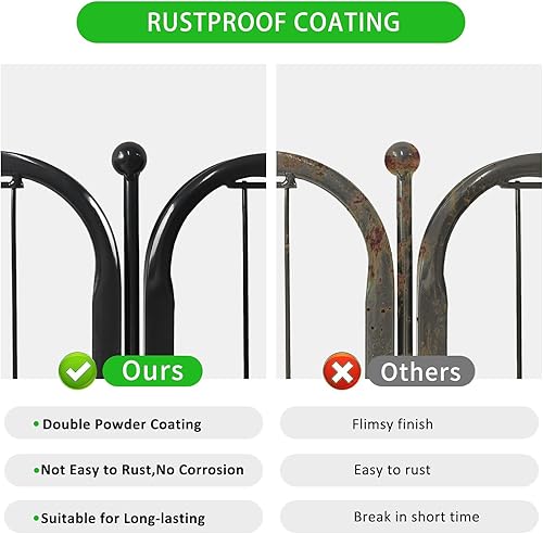 Miniatura 3 de Cerca decorativa de metal para jardín, 28 pies de largo x 32 pulgadas de alto, 12 paneles de alambre de hierro negro de alta calidad, barrera