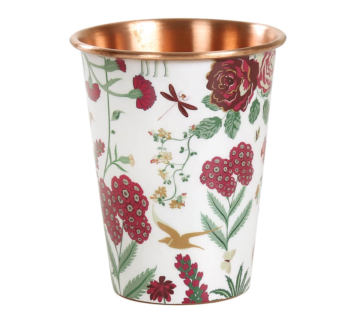 India Circus by Krsnaa Mehta Grey Floral Galore Copper Tumbler | for Drinking Serving Water | Dining Essential Tableware | Reusable and Durable | 400 mL — Amazon image 2