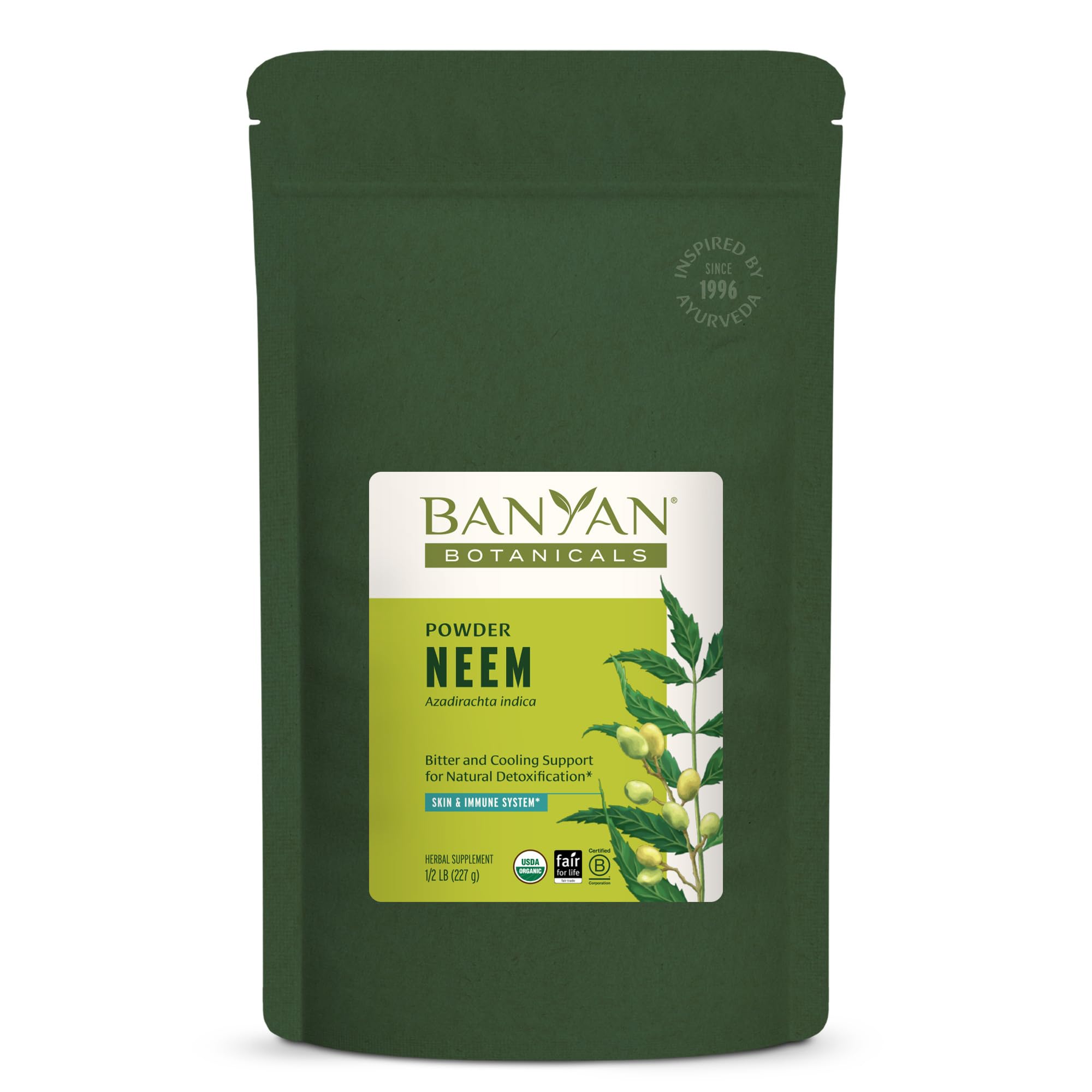 Banyan Botanicals Neem Powder – Organic Neem Leaf Supplement (Azadirachta Indica)–For Skin Health, Immune Support, and Natural Detoxification* – ½ lb. –Non-GMO Sustainably Sourced FFL Fair Trade