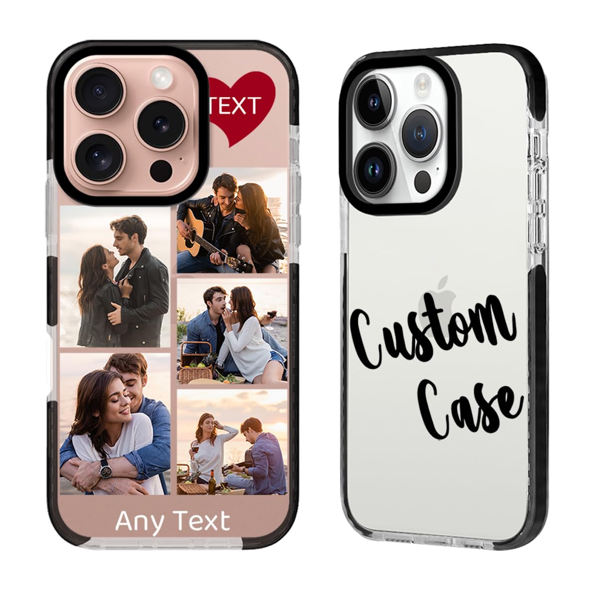 Personalized Photo Case for iPhone 16 15 14 13 12 11 Pro Max Plus Mini XR XS X SE 8 7 Custom Collage Picture Name Text Cover for Xmas Birthday