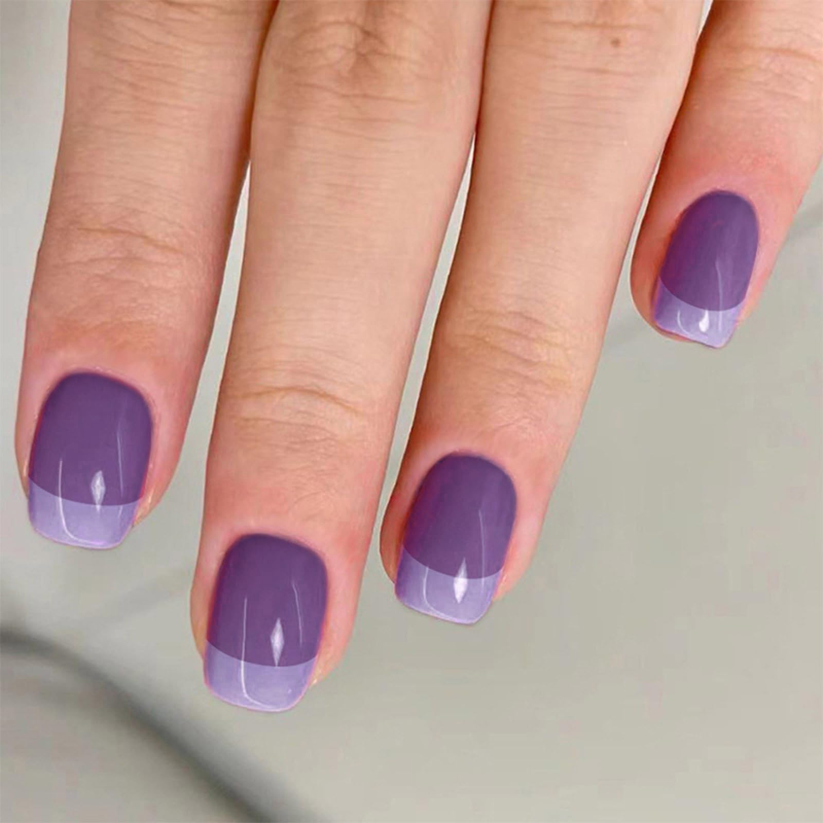 24Pc Short Square Press On Nails Designs French Fake Nails Acrylic False Nails Artificial Nails Glues On Nails For Women