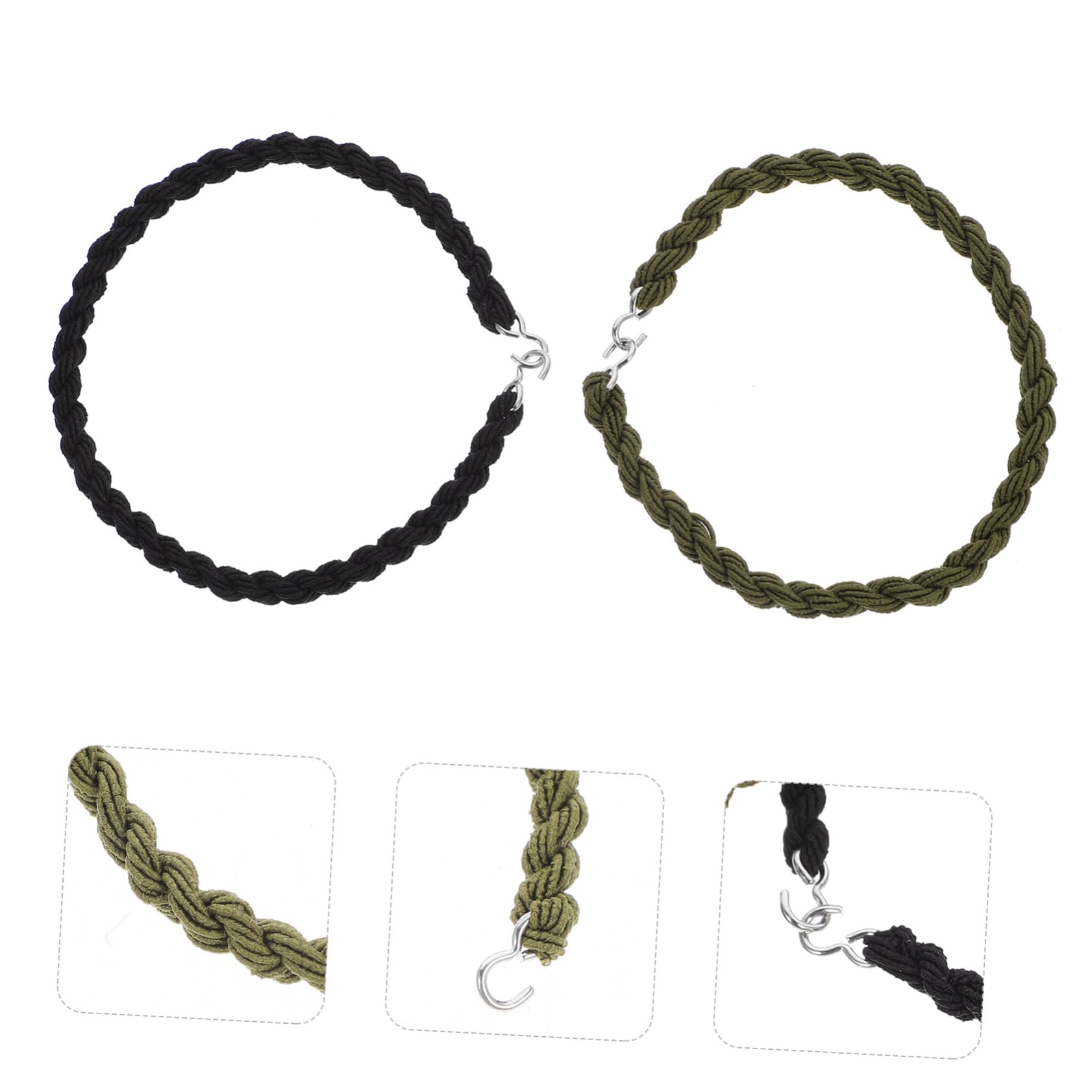 Kisangel 8Pcs Elastic Boot Fixing Bands Elastic Boot Straps Camping Boot Bands for Army （black+green)