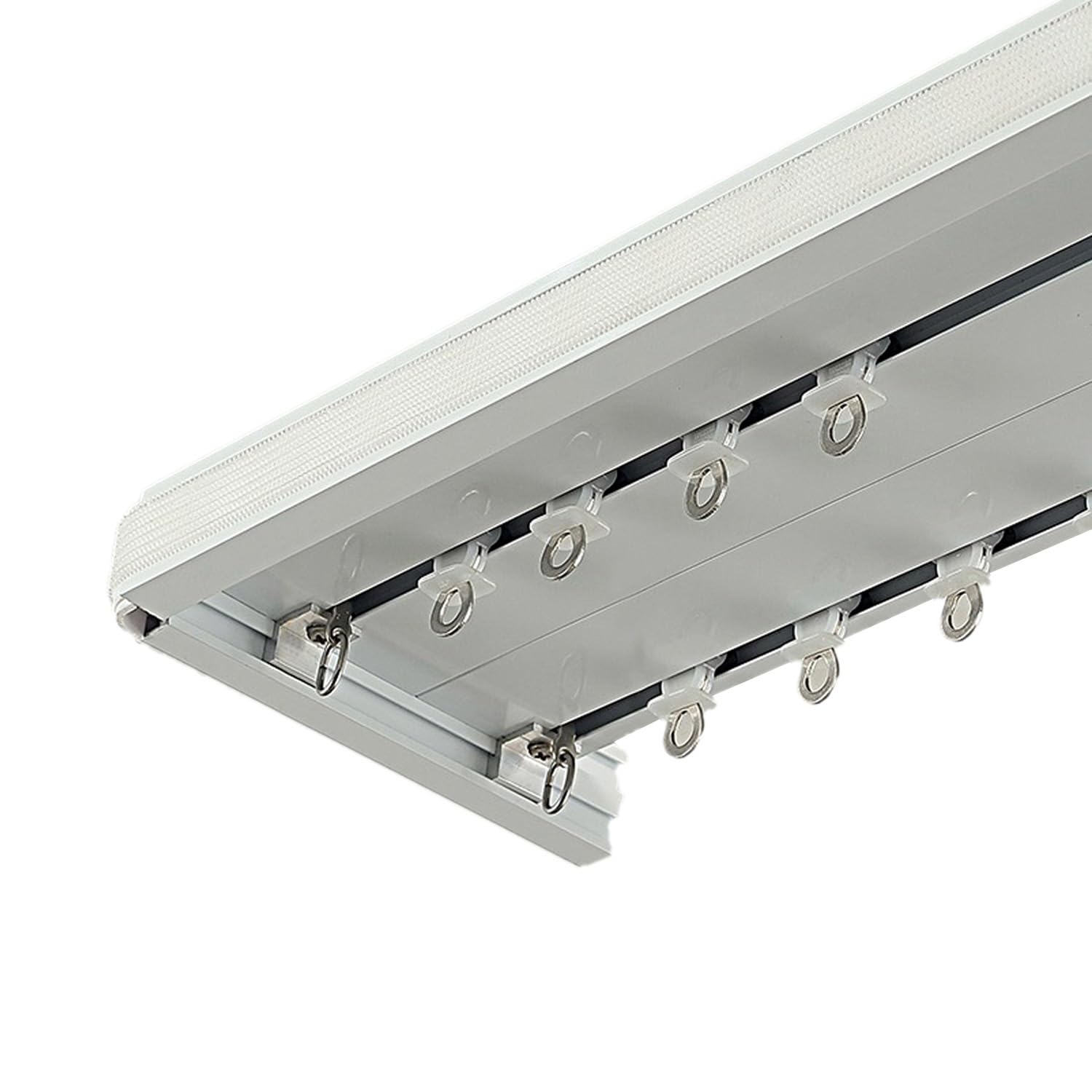 Wytrzymały aluminiowy zestaw podwójnych zasłon – 420 cm uchwyt sufitowy/ścienny z drążkiem z falbaną do salonu, sypialni i pokoju – cichy poślizg Ra