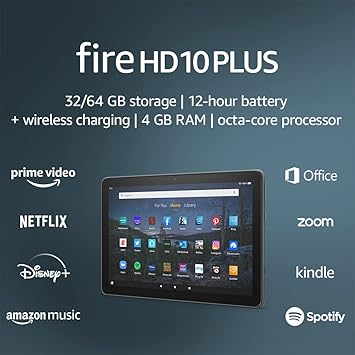 Certified Refurbished Fire HD 10 Plus tablet, 10.1", 1080p Full HD, 64 GB, latest model (2021 release), Slate