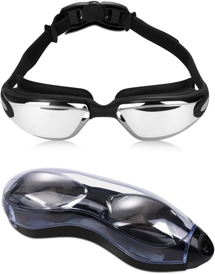 SGRICE Swimming Goggles, Swim Goggles No Leaking UV Protection, Anti Fog Wide View Swimming Goggles with Free Protection Case for Adult Men Women Youth Kids Child, Watertight