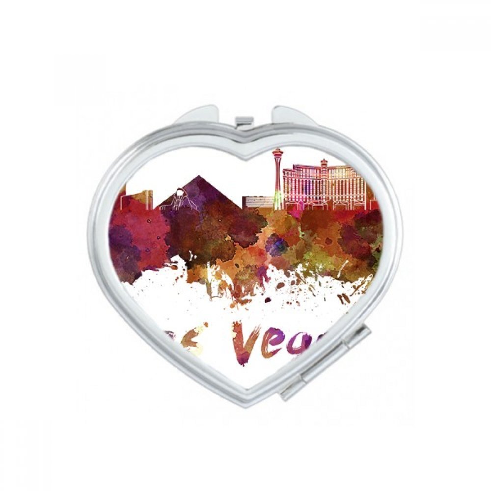 Miroir de poche Las Vegas aquarelle en forme de coeur pour maquillage