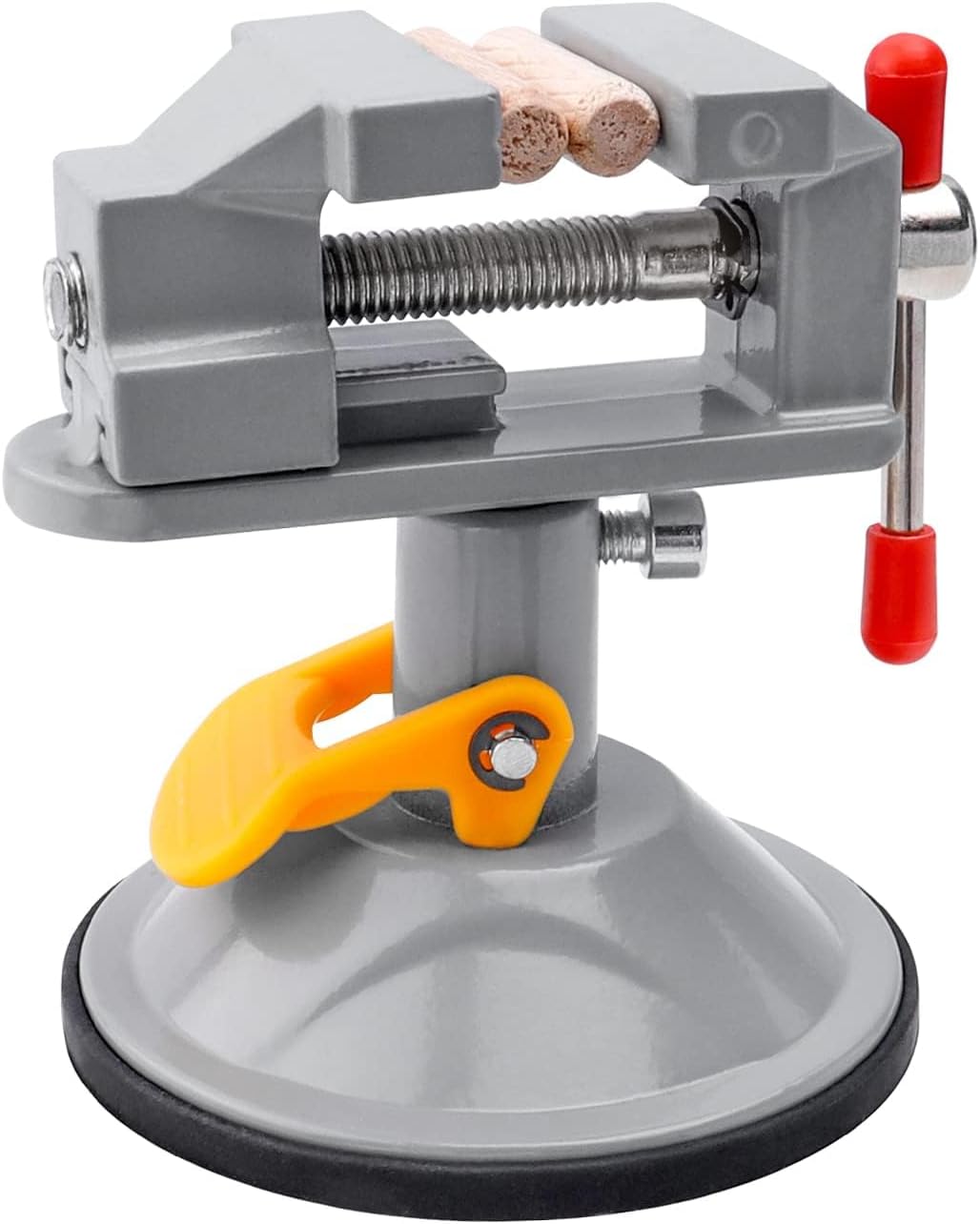 Mini Drill Press Vice with Suction Cup, Adjustable Carving Vise 360 Degrees Rotation Walnut Clamp Rotatable Table Bench Vice Clip On Tool for Jewelry Nuclear DIY Craft Sculpture - Grey