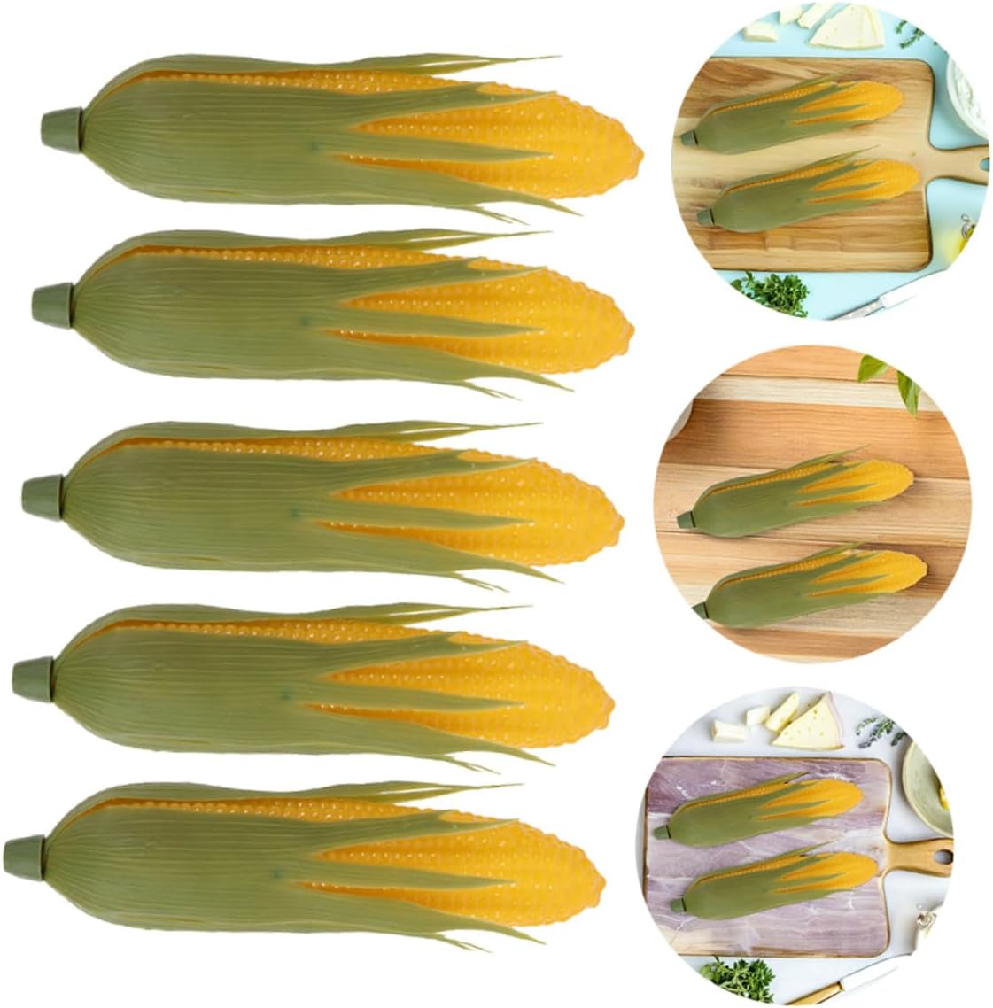 10pcs Realistic Artificial Corn Models with Green Husk Simulation Faux Food for Kitchen Photography Home Decoration and Farmhouse Display