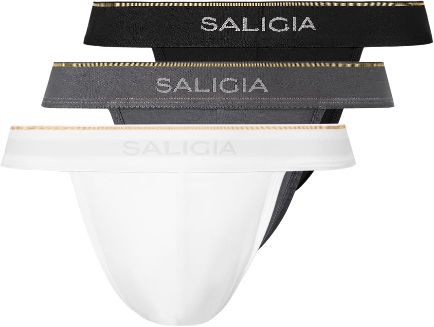 SALIGIA Men’s Bikini Briefs Underwear Sexy, Tag-Free & 50s Modal High-Cut Brief with No-Fly Pouch 3-Pack