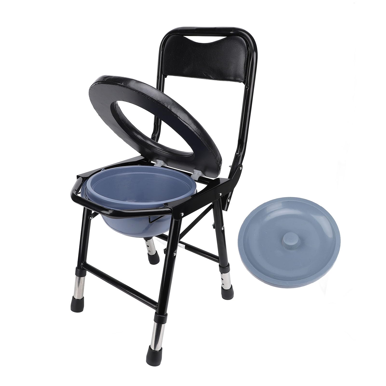 Nachtkommode, Höhenverstellbare, Klappbare Tragbare Toilette mit Gepolstertem Sitz und Eimer, Rutschfester, Erhöhter Toilettensitz für Senioren, ältere Menschen, Behinderte