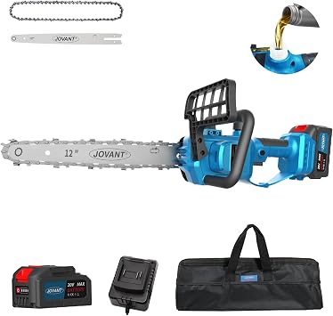 12 Inch Cordless Electric Chainsaw, 1200W Brushless Motor Handheld Saw, 4.0Ah Battery & Charger, Tool-Free Tension & Auto Oiling, Portable for Garden Tree Trimming & Wood Cutting