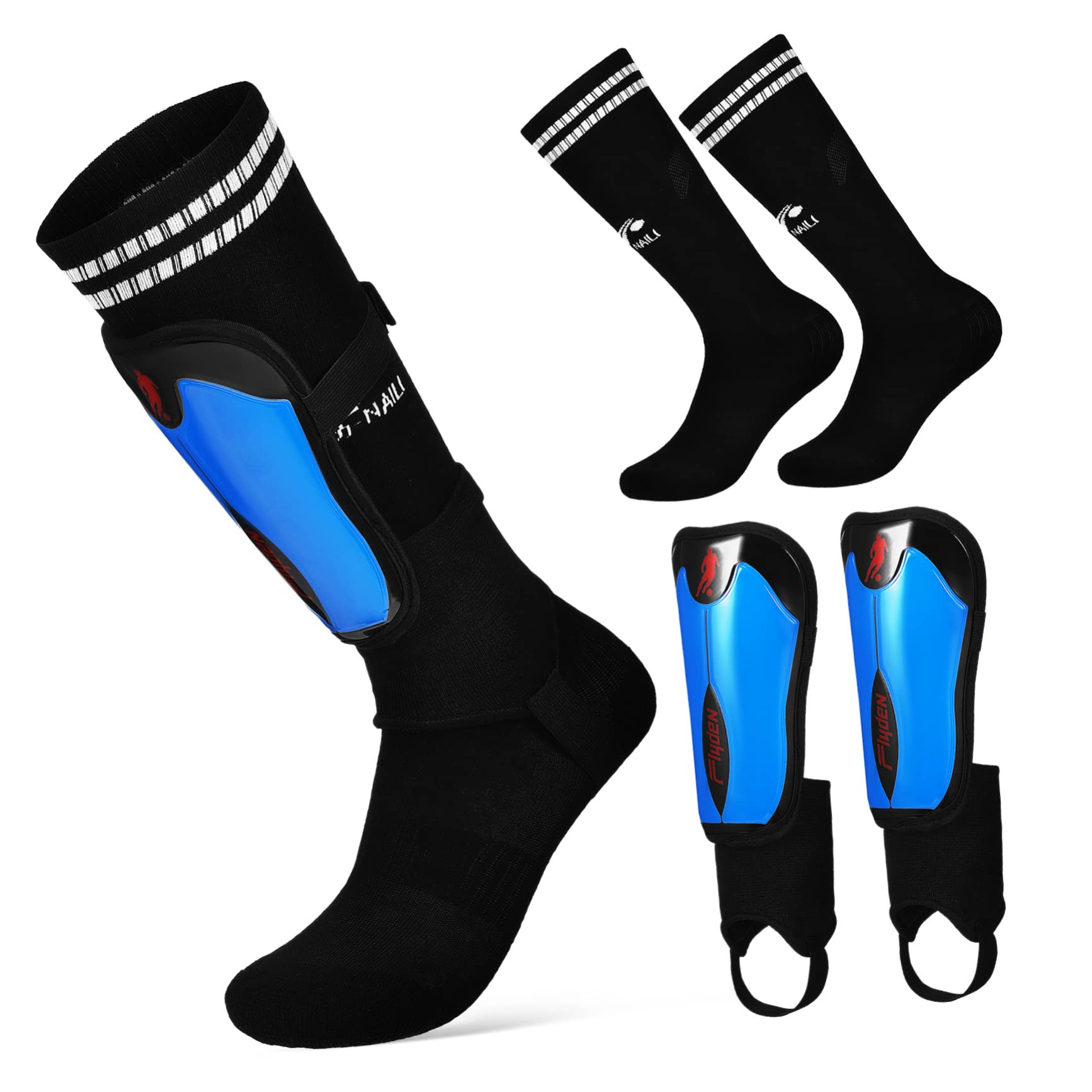 ibasenice Boys and Girls Shin Guards Long Soccer Socks Shin Pads for Boys Youth Soft Elastic Protection