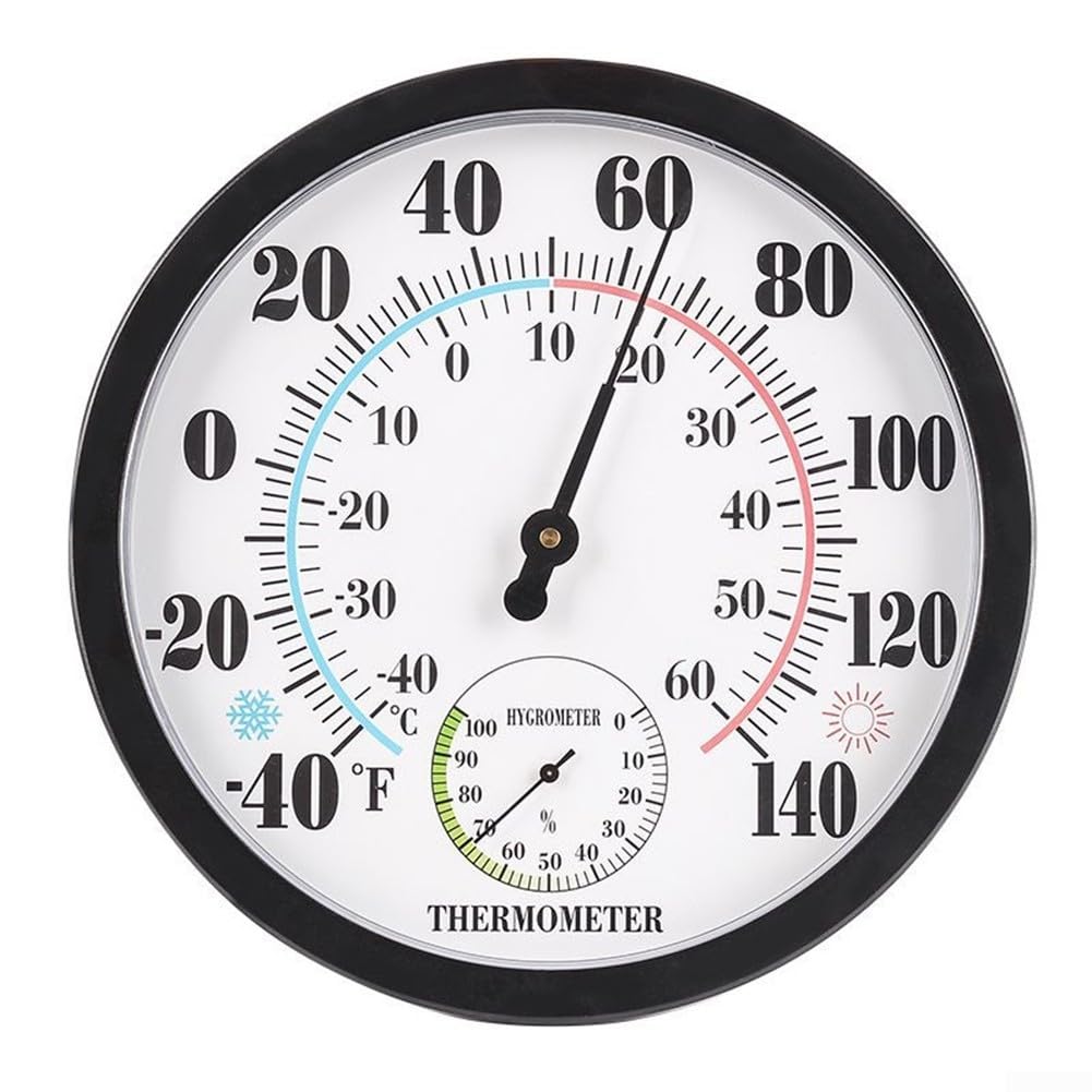 Large Wall Hanging Outdoor Thermometer, Accurate Temperature & Humidity Measurements