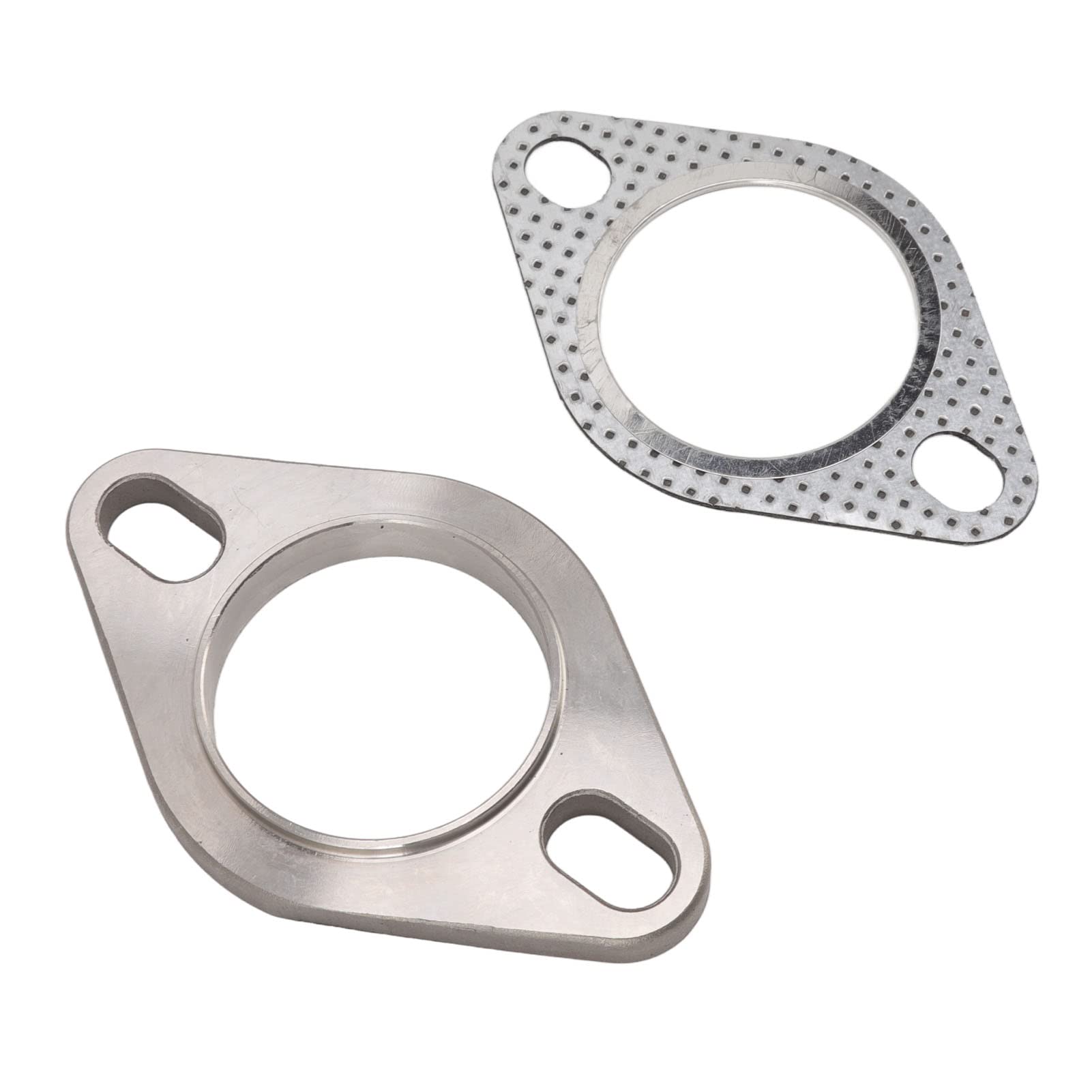 Kit di Collegamento Flangia di Scarico 2 Pollici, Inclusi 1 Flangia e 1 Guarnizione, 2 Fori per Viti, per Intestazioni Catback Tubo di Scarico Turbo, Acciaio Inossidabile