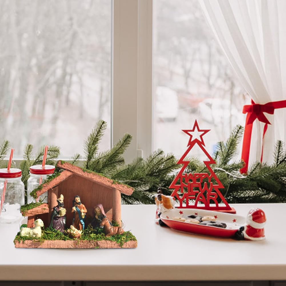 Mini Crèche De Noël En Boîte En étain - Figurines En Résine Peintes à La Main, Décoration De Table Portable (3.5x2.5x2.5 Cm) - 3