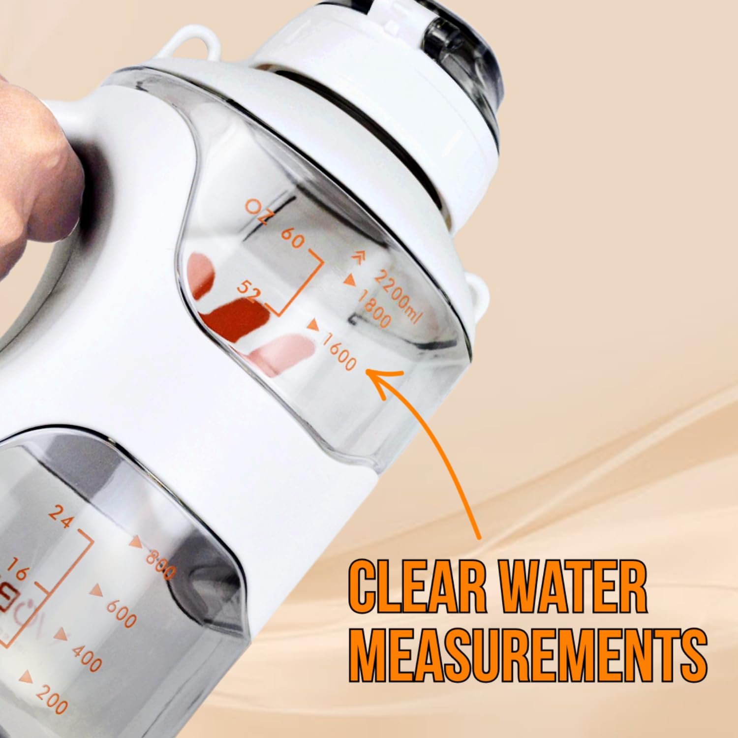 RIANZ Polypropylene Big Water Bottle Sipper Shaker with Handle Leak-Proof BPA Free Reusable Gym Sports Outdoor Large 2.2 L Capacity Water Jug - 1 Gallon Bottle (White) 3