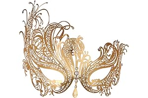 Masquerade Mask for Women, Red and Gold