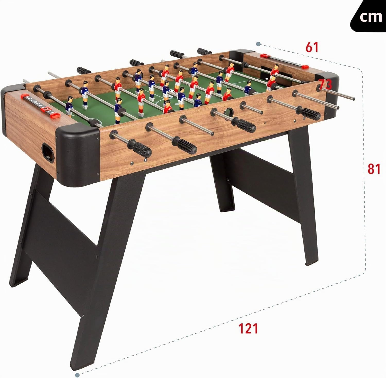 ColorBaby 85432 CB Games Tischfußball für Kinder und Erwachsene, aus robustem Buchenholz, Metallbeine, manuelle Markierungen, 2-4 Spieler, 121 x 61 x 81 cm, Tischfußball, Fußballspiele für Kinder