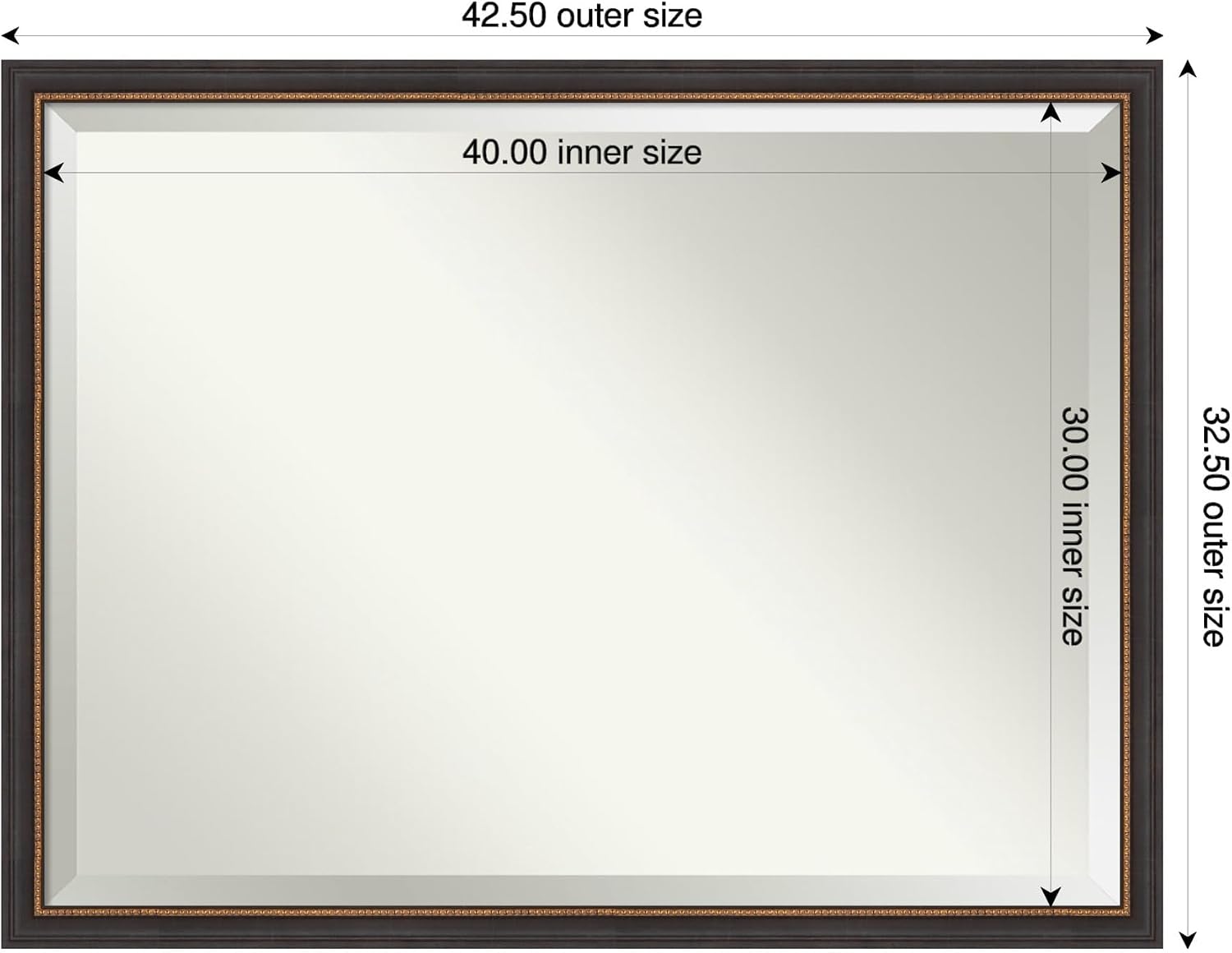 Amanti Art Bathroom Mirror for Over Sink, Vanity Mirror, Wood Frame, Hangs Horizonally and Vertically, Bathroom Wall Decor, Beveled Edge