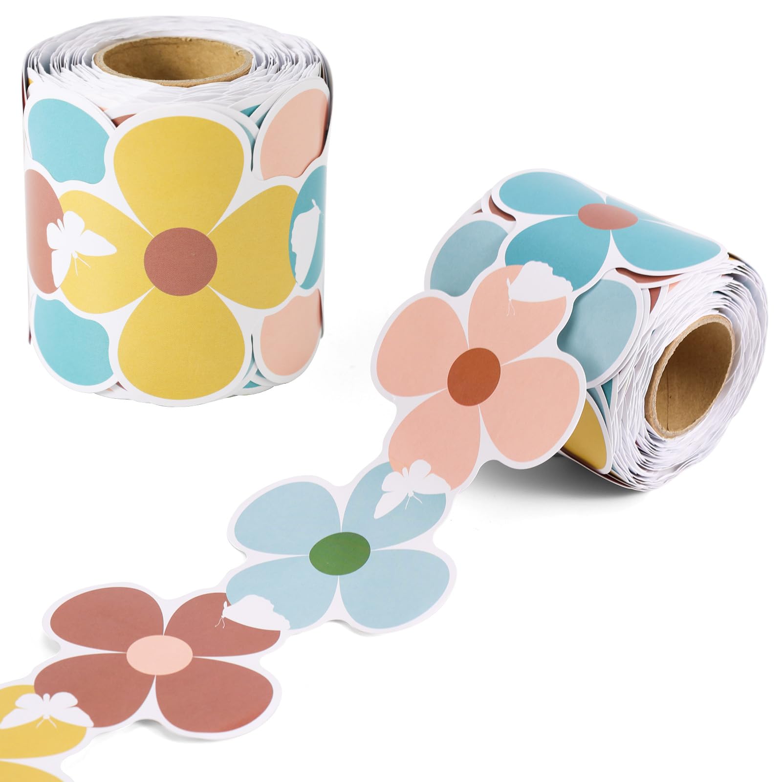 Morandi Five Color Flower Bulletin Board Border, 49FT Colorful Flower Wallpaper Display Decoration Paper for Back to School Classroom Office Chalkboard & Wall Decor