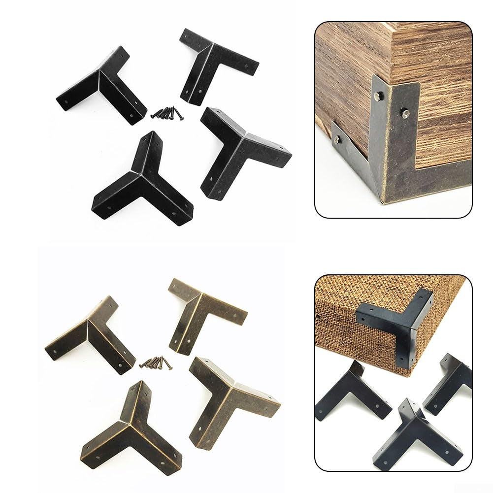 DAZZLEEX Confezione da 4 protezioni per angoli, angoli in bronzo, per mobili e tavoli, colore: nero