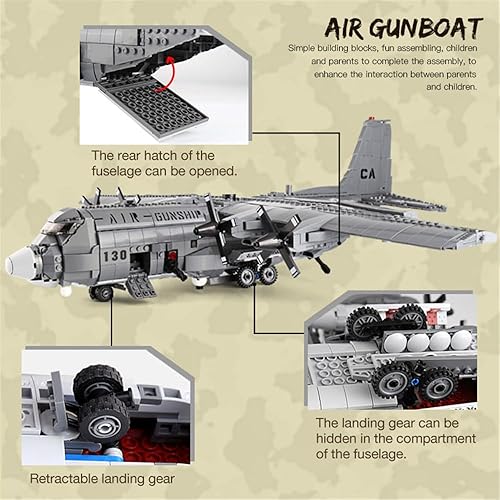 Miniatura 4 de Xingbao Military Army Series The AC130 - Juego de cañones aéreos, bloques de construcción, ladrillos, juguetes educativos, modelo clásico, avión