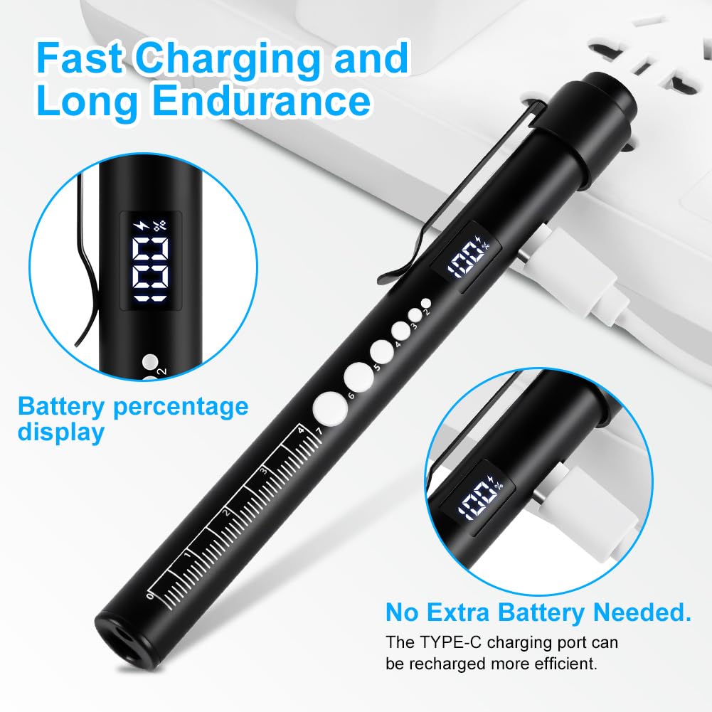 Flintronic Diagnostic Medical Penlight, Rechargeable LED Pen Torch with Pupil Gauge and Clip - Image 3