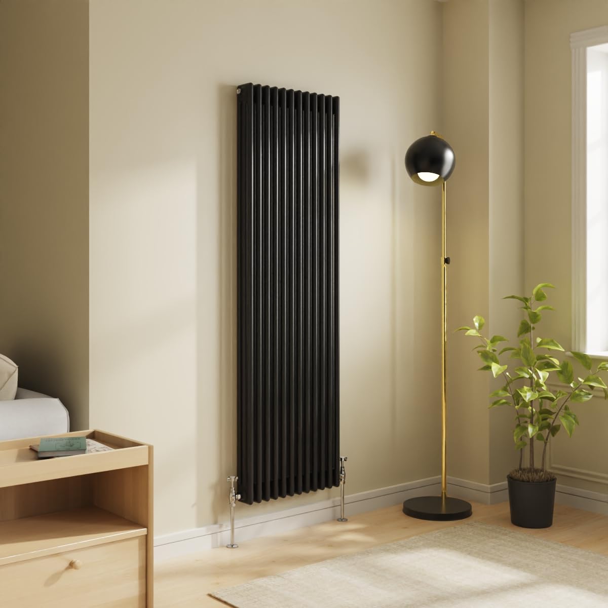 Nrg Black 1800 X 560Mm Traditional Cast Iron Style Radiator 3 Column