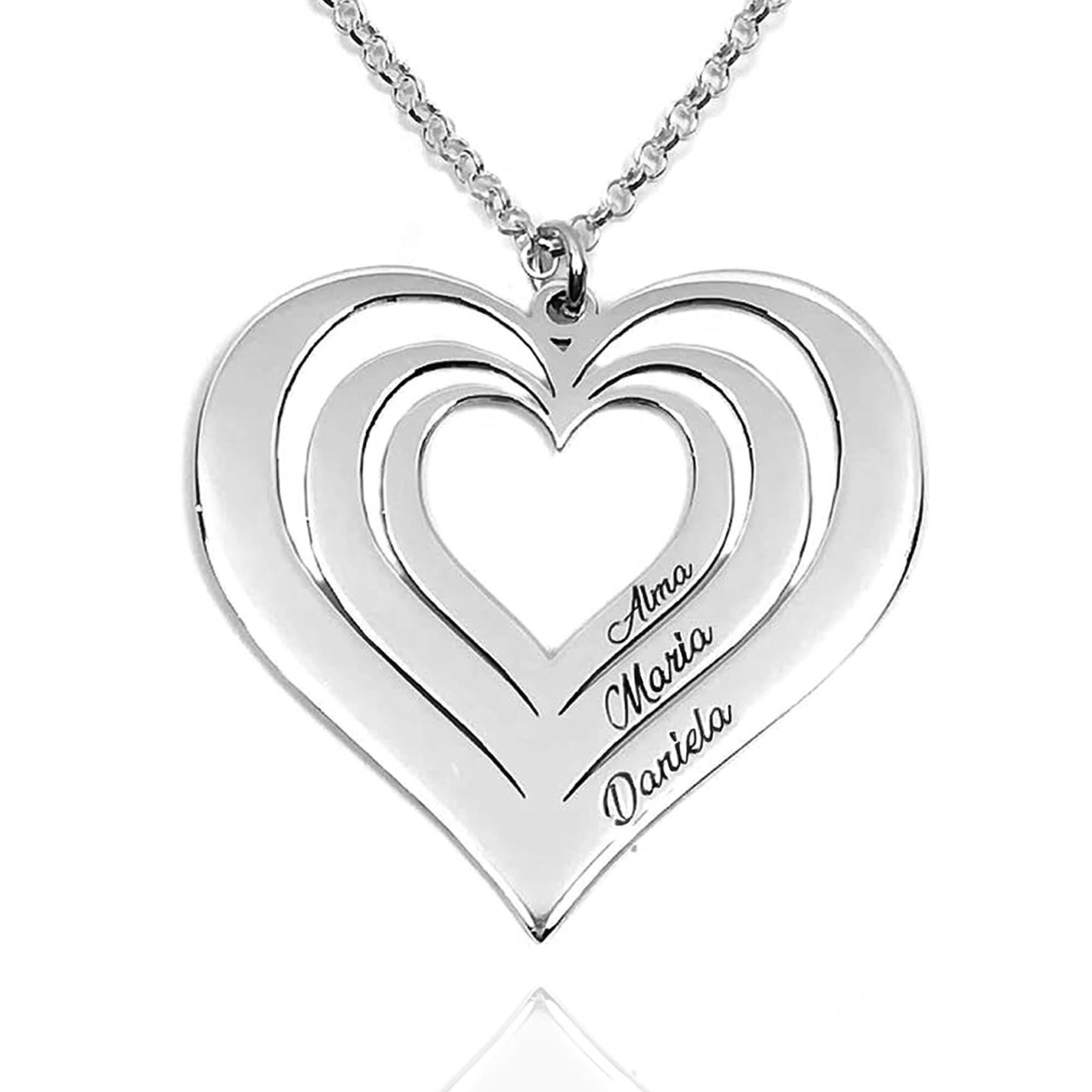 Collar Corazón Personalizado en Plata de Ley 925/1000 .Regalo Día de la Madre. Regalo Navidad. Regalo Personalizado