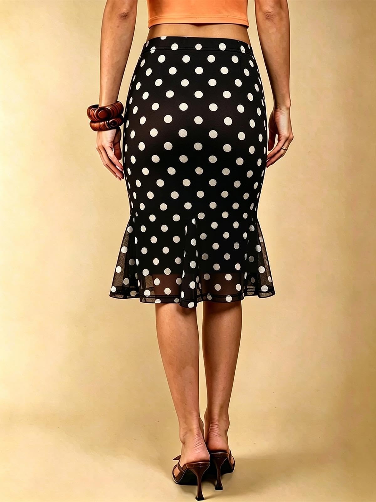 Gonne Midi A Trapezio,Gonna Da Donna A Coda Di Pesce A Pois,Orlo Volant | Tulle, Viaggi E Vacanze, Vacanze Al Mare, Estate(Schwarz,M)