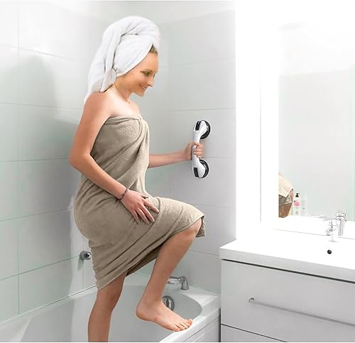 Miniatura 7 de NL'AAHCÉ - Barras de agarre para ducha resistentes (paquete de 2) barra de agarre de 12 pulgadas compatible con ADA para personas mayores, manijas