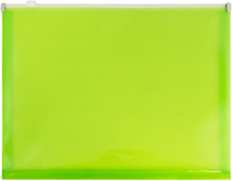 JAM PAPER Plastic Envelopes with Zip Closure - Letter Booklet - 9 3/4 x 13 - Assorted Colors - 12/Pack