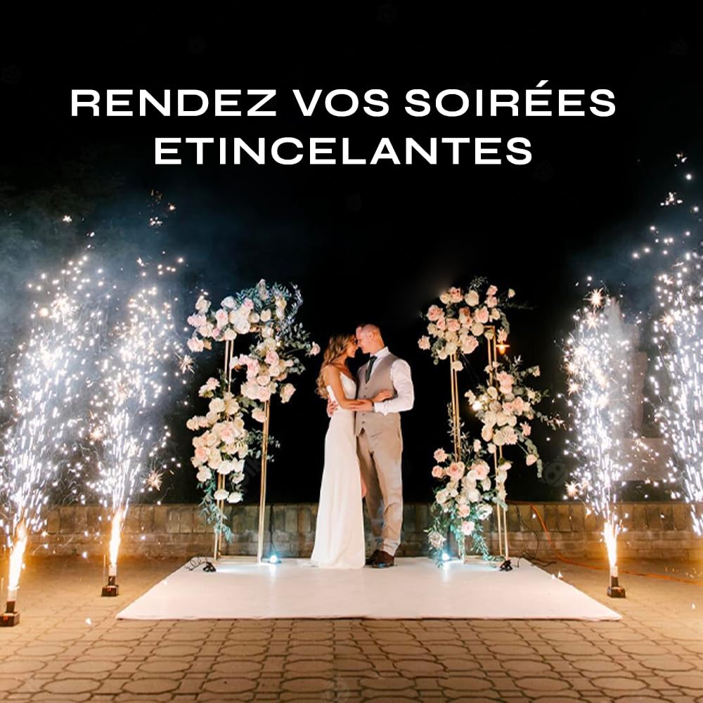 SPARKLERS CLUB Set di 2 trigger + getti di scena color argento, batteria e telecomando inclusi, getto di scena per interni a scintille per matrimonio, categoria F1 (1 metro 30 sec, 2)
