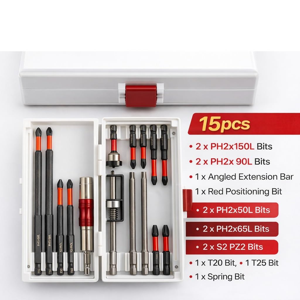 Stal PH2 — 15-częściowy zestaw bitów udarowych S2, akcesoria narzędziowe w wielu rozmiarach Zestaw przedłużek(15pcs With box)