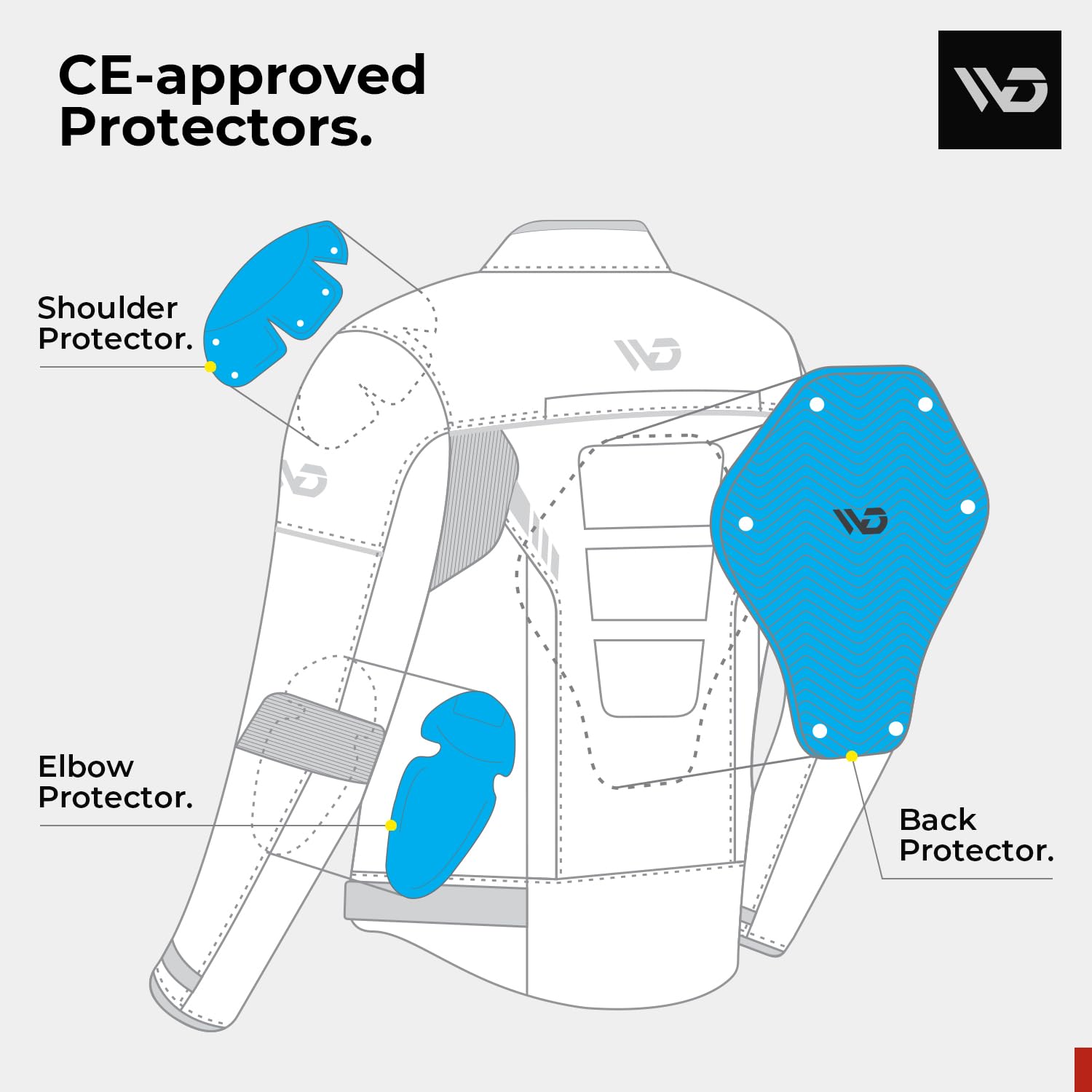 WD Motorcycle Jacket for Men CE Armoured Motorcycle Gear with padding Breathable Cordura Fabric Reflective Jacket for Night — view 5