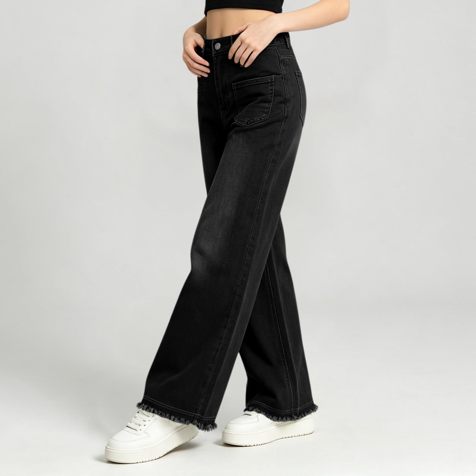 Jeans Baggy Donna Jeans Elasticizzati Casual Leggeri Pantaloni Denim Vita Alta Gamba Larga Curvy Palazzo Pantaloni Baggy Larghi Wide Leg Tempo Libero Streetwear con Tasche Comodi Push Up