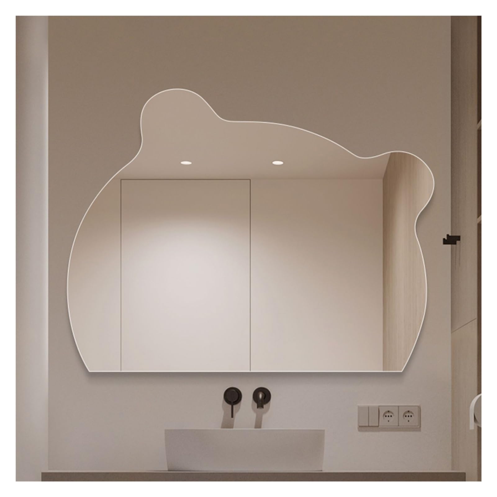 SXFSDOU Unique Frameless Bathroom Mirror - Irregular Wall-Mounted Decorative Makeup for Home & Hotel Stylish Special-Shaped Design (70x90cm)