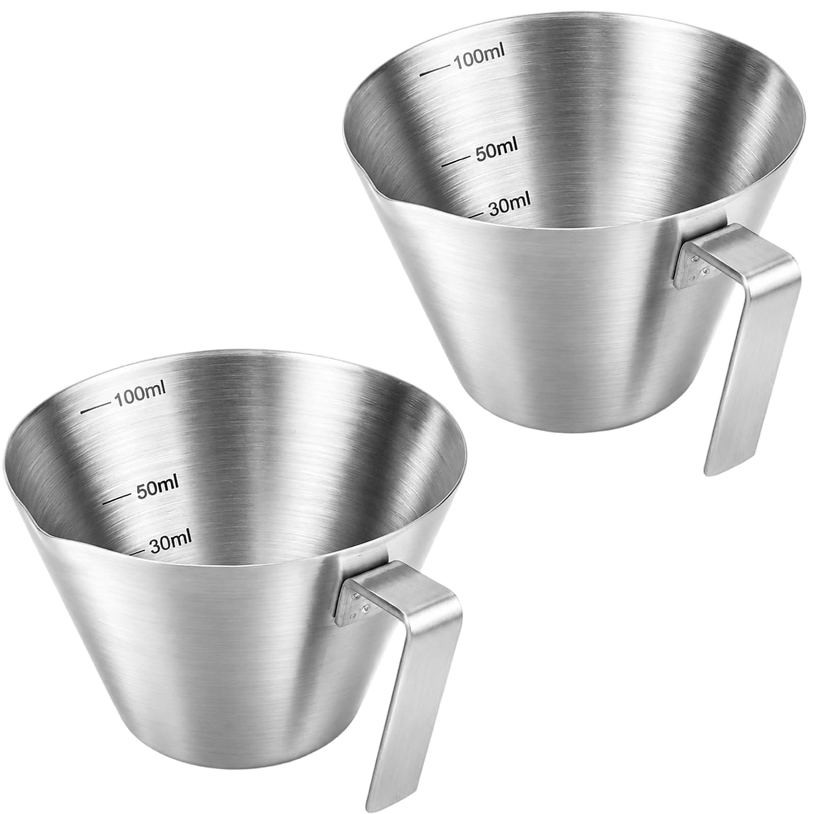 2-Piece Set Espresso Measuring Cup, Stainless Steel Measuring Cups with Handle, Barista Accessories for Precise Espresso Measurement, With 100 ml Capacity, Ideal for Coffee and Cocktail Preparation