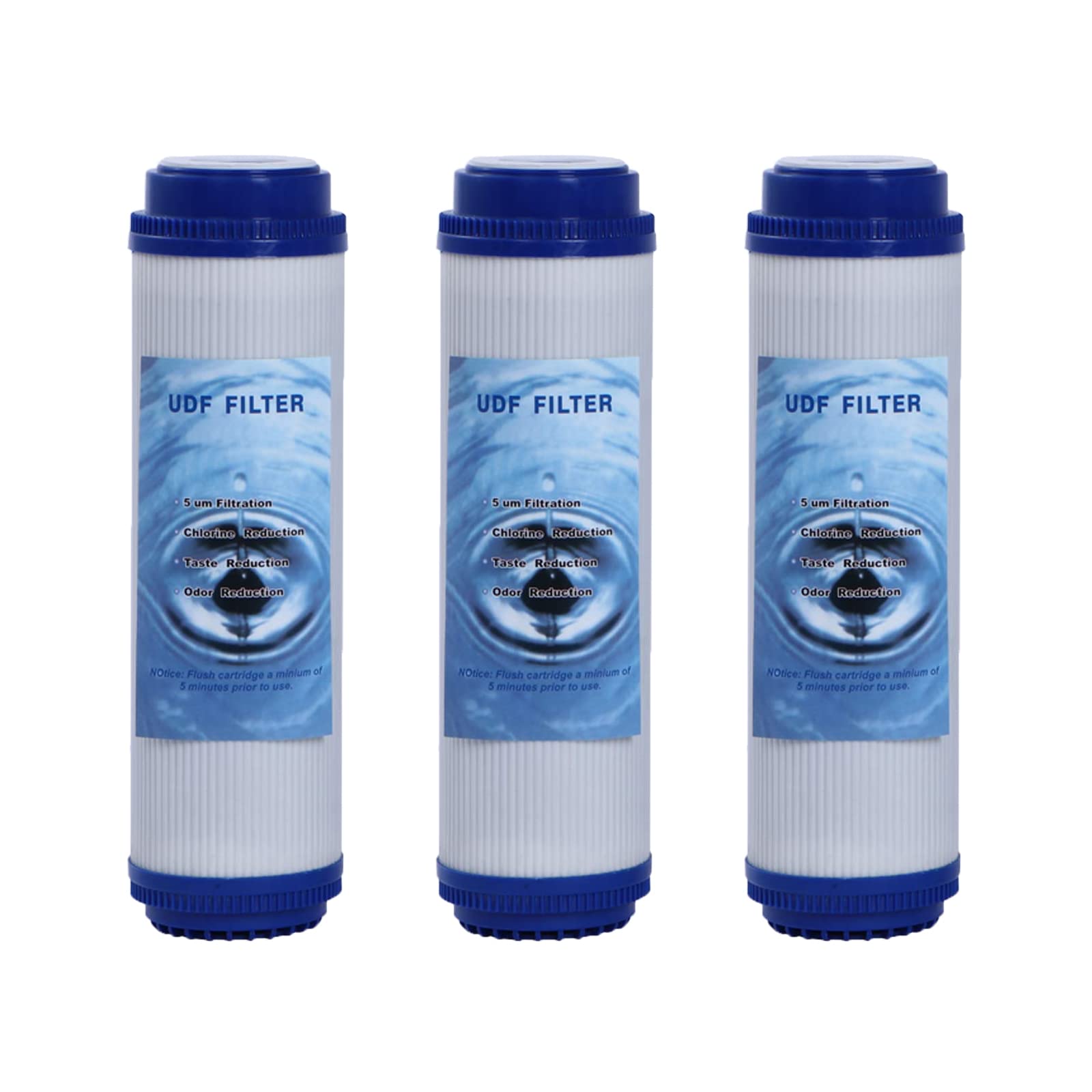 HUINING UDF (GAC Carbon) de 10 pulgadas con tres filtros de carbón activado de partículas de 25,4 x 6,3 cm para todos los sistemas de ósmosis inversa domésticos (UDF-3pcs)
