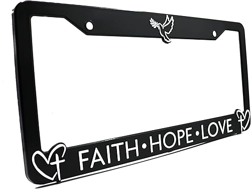 Miniatura 4 de Faith Hope Love for Jesus and God - Marco elevado 3D para placa de matrícula | 1 paquete de cubierta de matrícula de Estados Unidos | Soporte