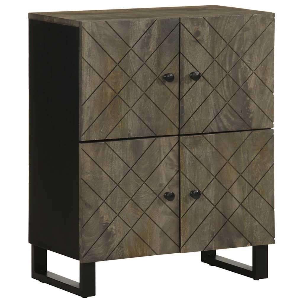 Mangloder Sideboard Schwarz aus Massivholz Mango 60x33x75 cm, TV Board Lowboard mit Metallbeinen, Stauraum für Wohnzimmer, Heimkino, Gaming, Kommode für Fernseher und Receiver