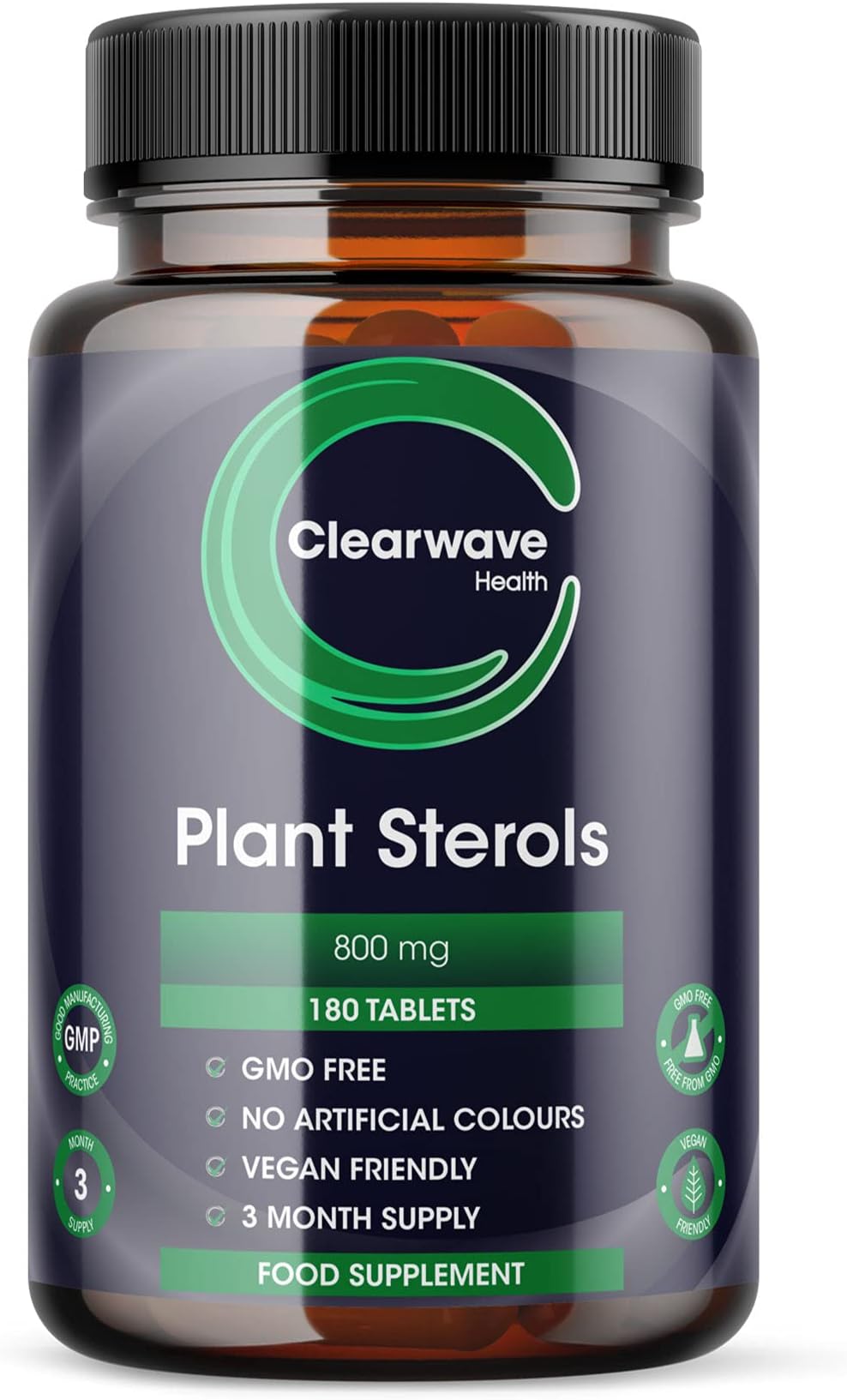 Plant Sterols 800 mg - 180 Tablets - High Concentration - Helps Maintain Normal Cholesterol Levels - Suitable for Vegans - GMP Product - from Clearwave Health