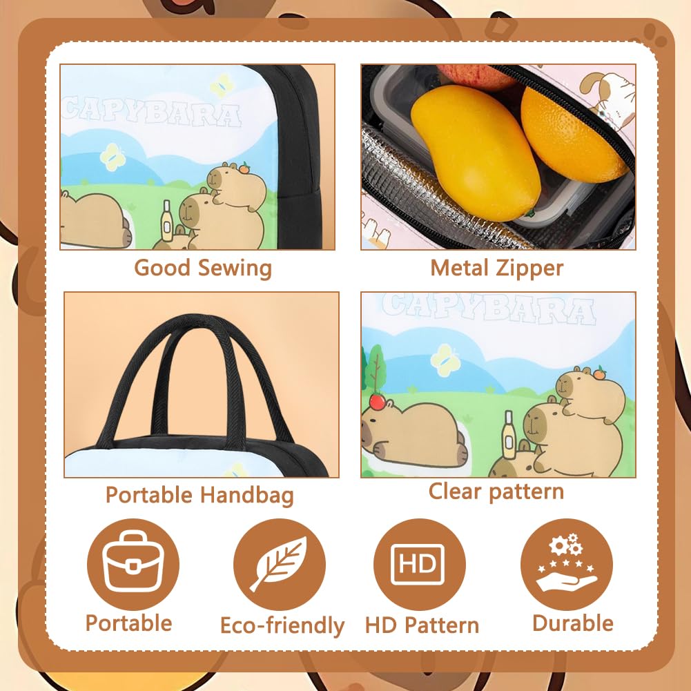 Mochila Escolar Capybara, Capybara Bolsa de Almuerzo Niño, Escolar de Dibujos Animados en 3D Escolares Anime Mochila,Schoolbag escolar de dibujos animados para niños